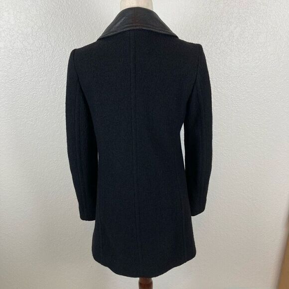 Club Monaco Reeta Italian Wool Leather Moto long jacket women’s S biker trench c - Picture 8 of 12